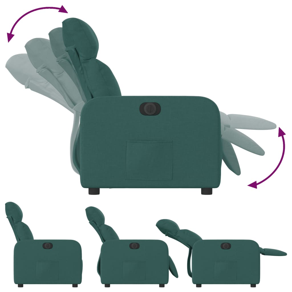 vidaXL sötétzöld szövet elektromos dönthető fotel