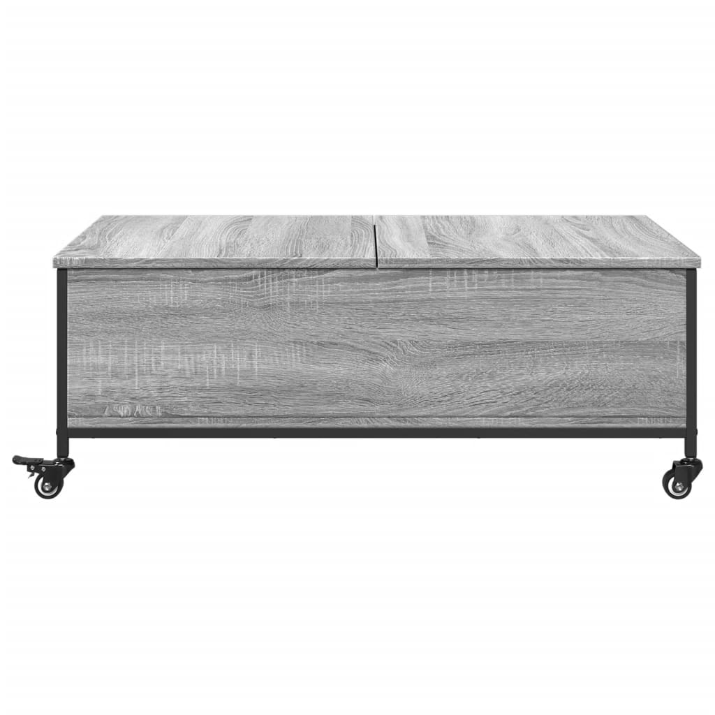 vidaXL szürke sonoma szerelt fa dohányzóasztal kerekekkel 91x55x34 cm