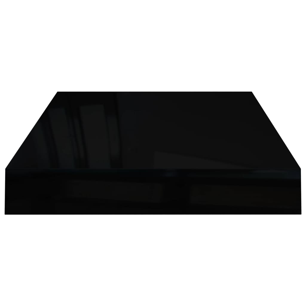 vidaXL 2 db magasfényű fekete MDF lebegő fali polc 40 x 23 x 3,8 cm
