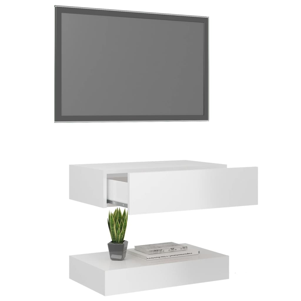 vidaXL magasfényű fehér TV-szekrény LED lámpákkal 60 x 35 cm