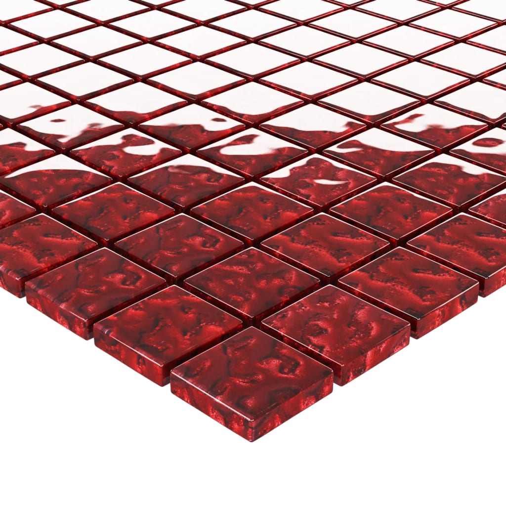 vidaXL 11 db piros üveg mozaikcsempe 30 x 30 cm