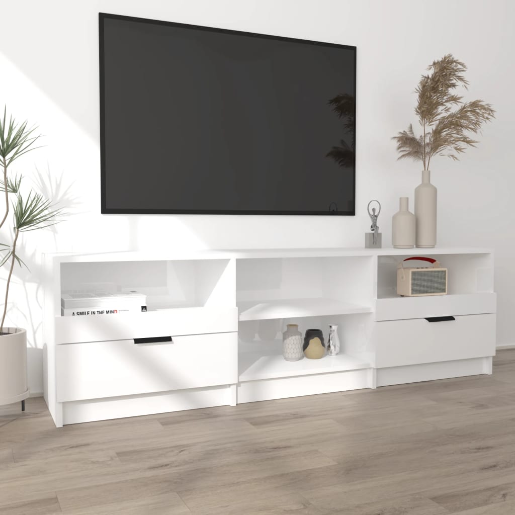 vidaXL fehér magasfényű szerelt fa TV-szekrény 150x33,5x45 cm