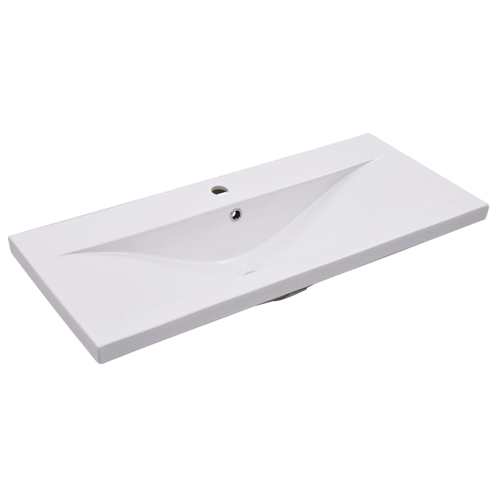 vidaXL fehér-tölgyszínű forgácslap mosdószekrény beépített mosdóval