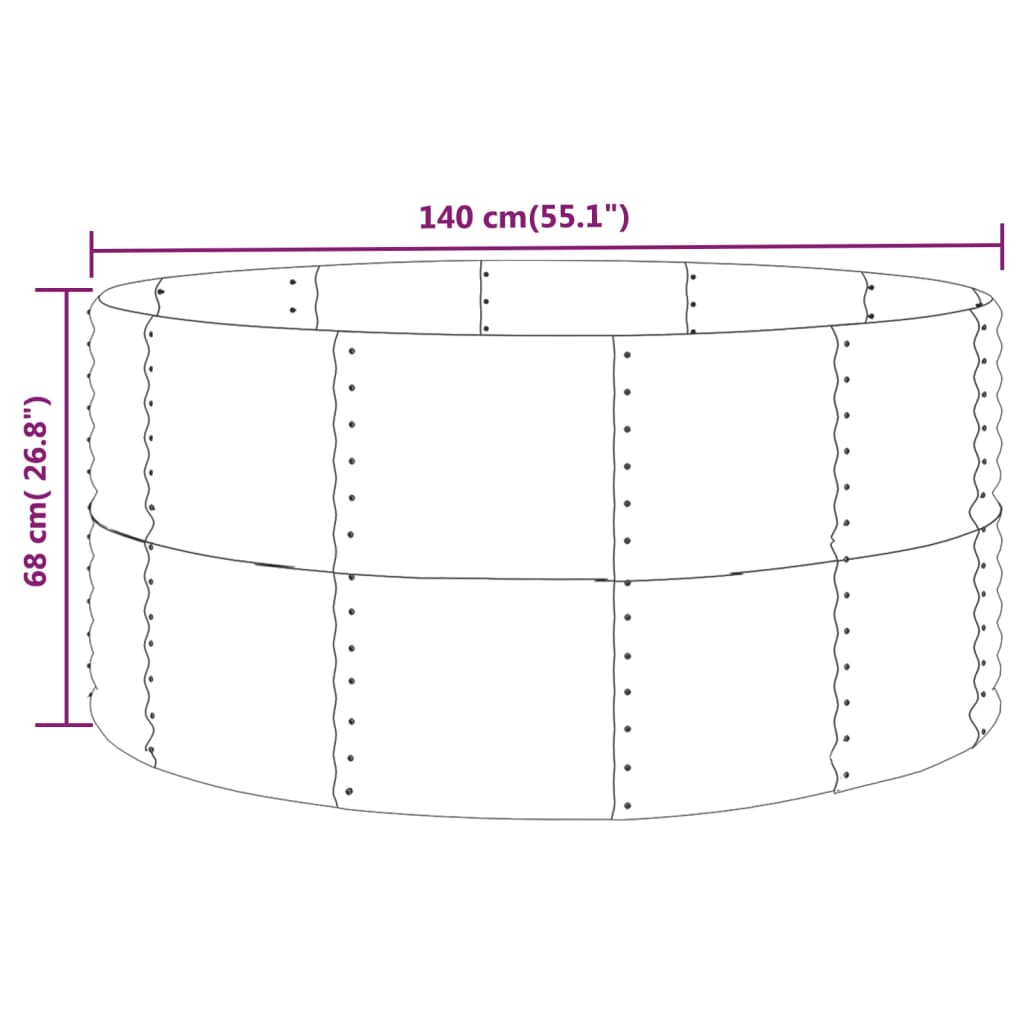 vidaXL antracitszürke porszórt acél kerti magaságyás 140x140x68 cm