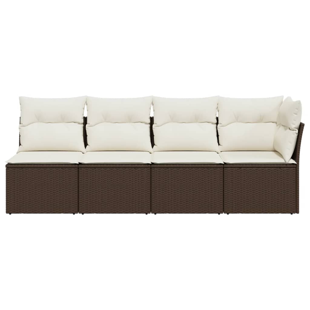 vidaXL 4 személyes barna polyrattan kerti kanapé párnával