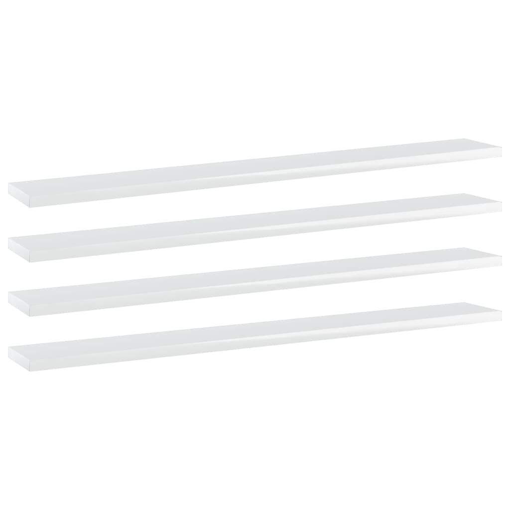vidaXL 4 db magasfényű fehér forgácslap könyvespolc 80 x 10 x 1,5 cm
