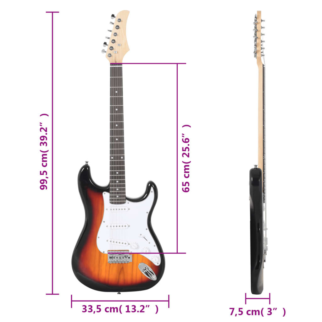 vidaXL barna és fehér elektromos gitár kezdőknek puhatokkal 4/4 39"