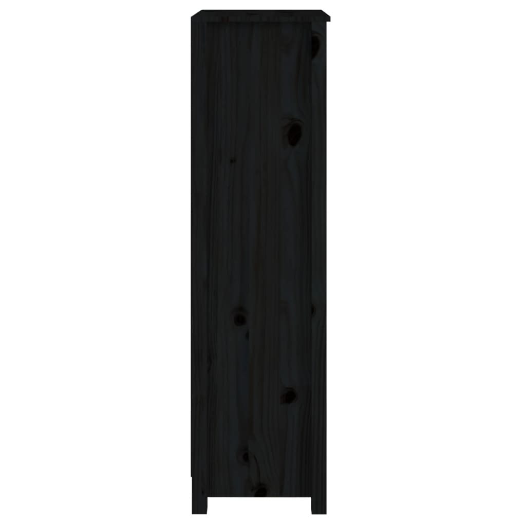 vidaXL fekete tömör fenyőfa könyvszekrény 50x35x125,5 cm