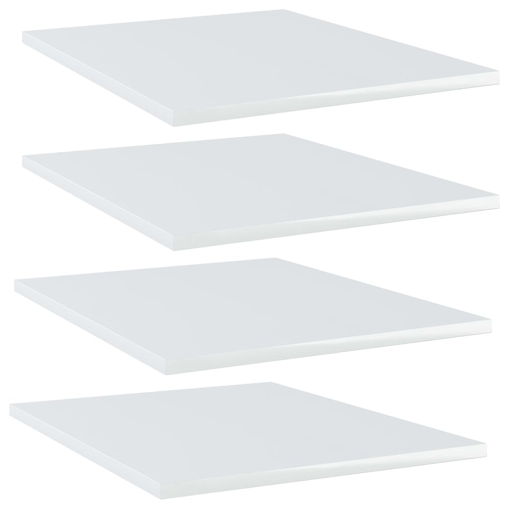 vidaXL 4 db magasfényű fehér forgácslap könyvespolc 40 x 50 x 1,5 cm