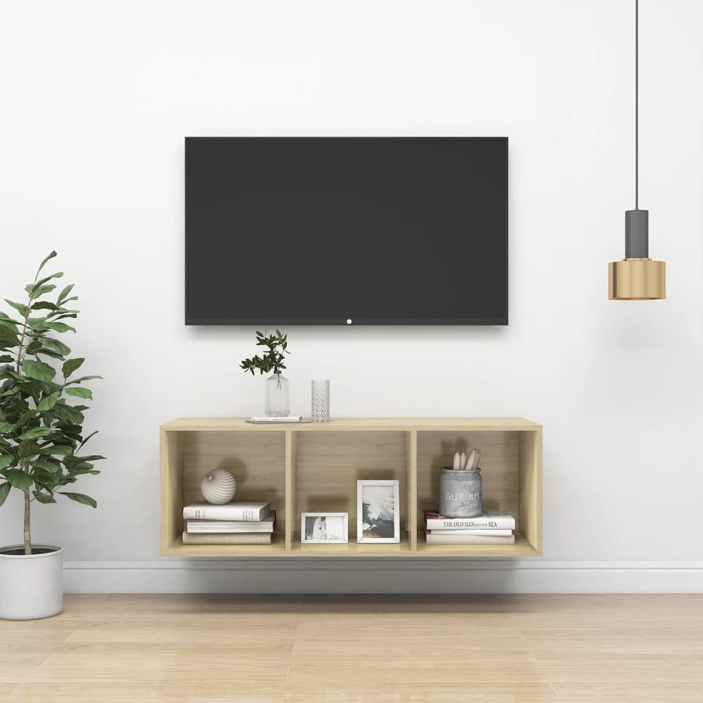 vidaXL sonoma-tölgy színű forgácslap fali TV-szekrény 37 x 37 x 107 cm