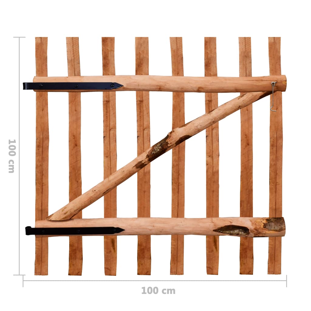 vidaXL egyajtós impregnált mogyorófa deszka-kerítéskapu 100 x 100 cm