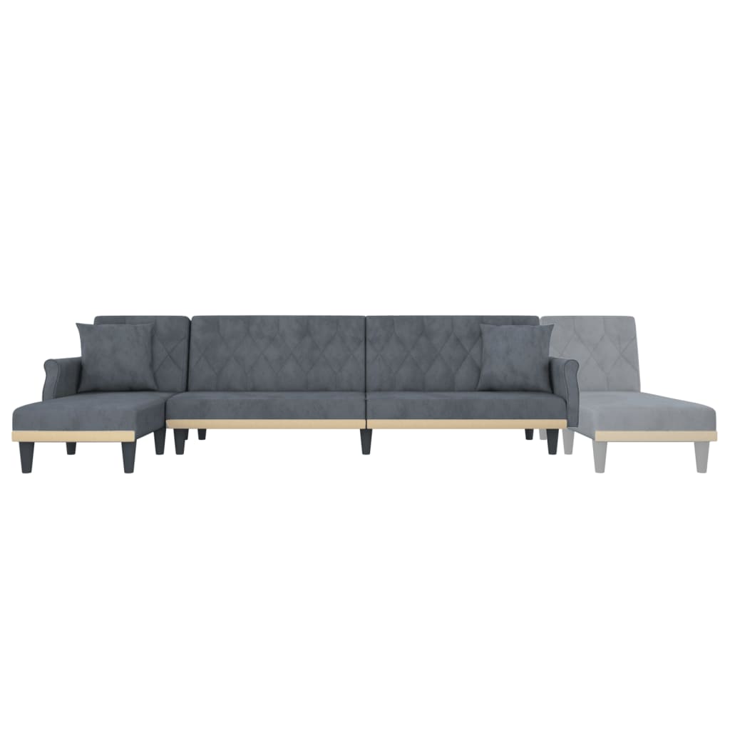 vidaXL sötétszürke L-alakú bársony kanapéágy 271x140x70 cm