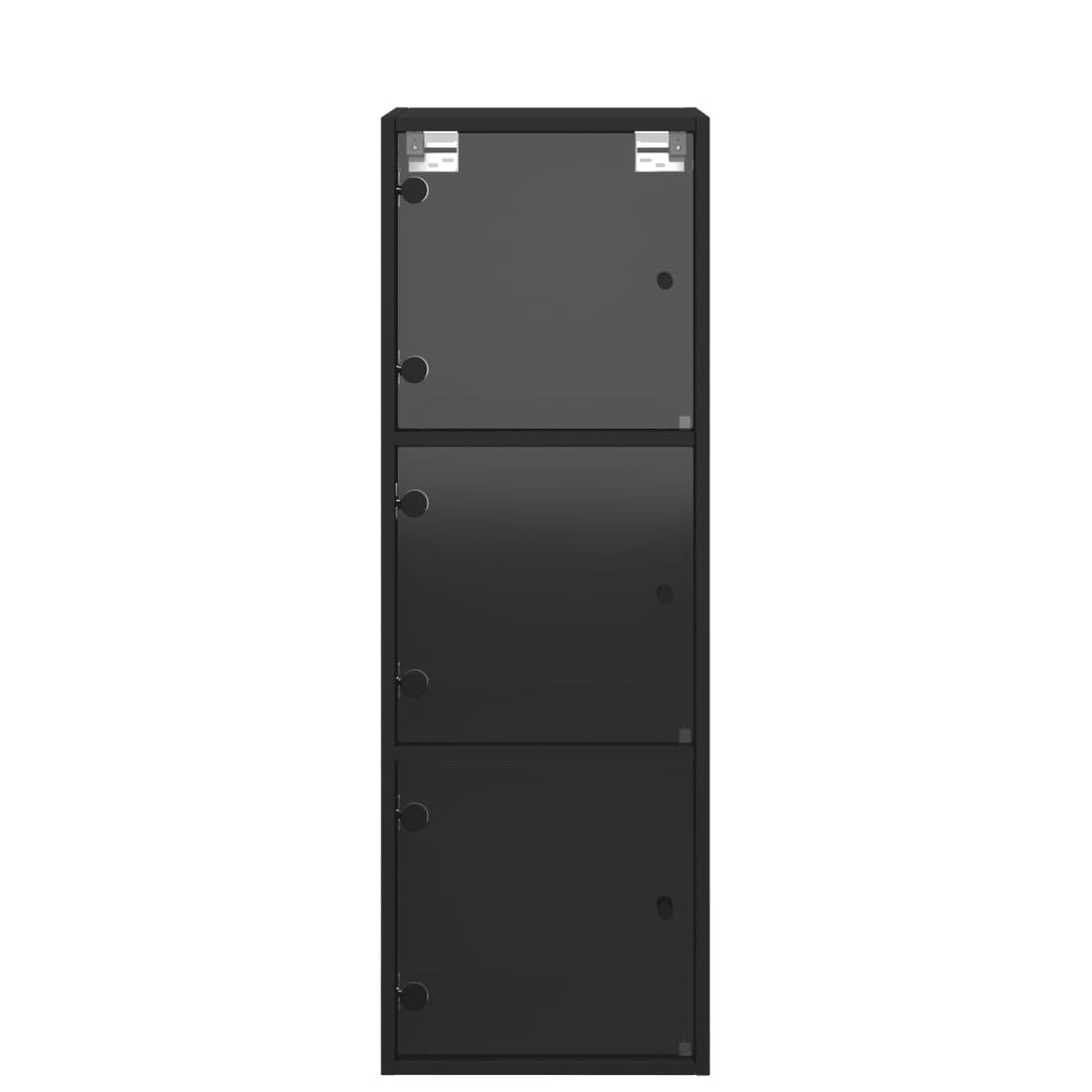 vidaXL fekete faliszekrény üvegajtókkal 35x37x100 cm