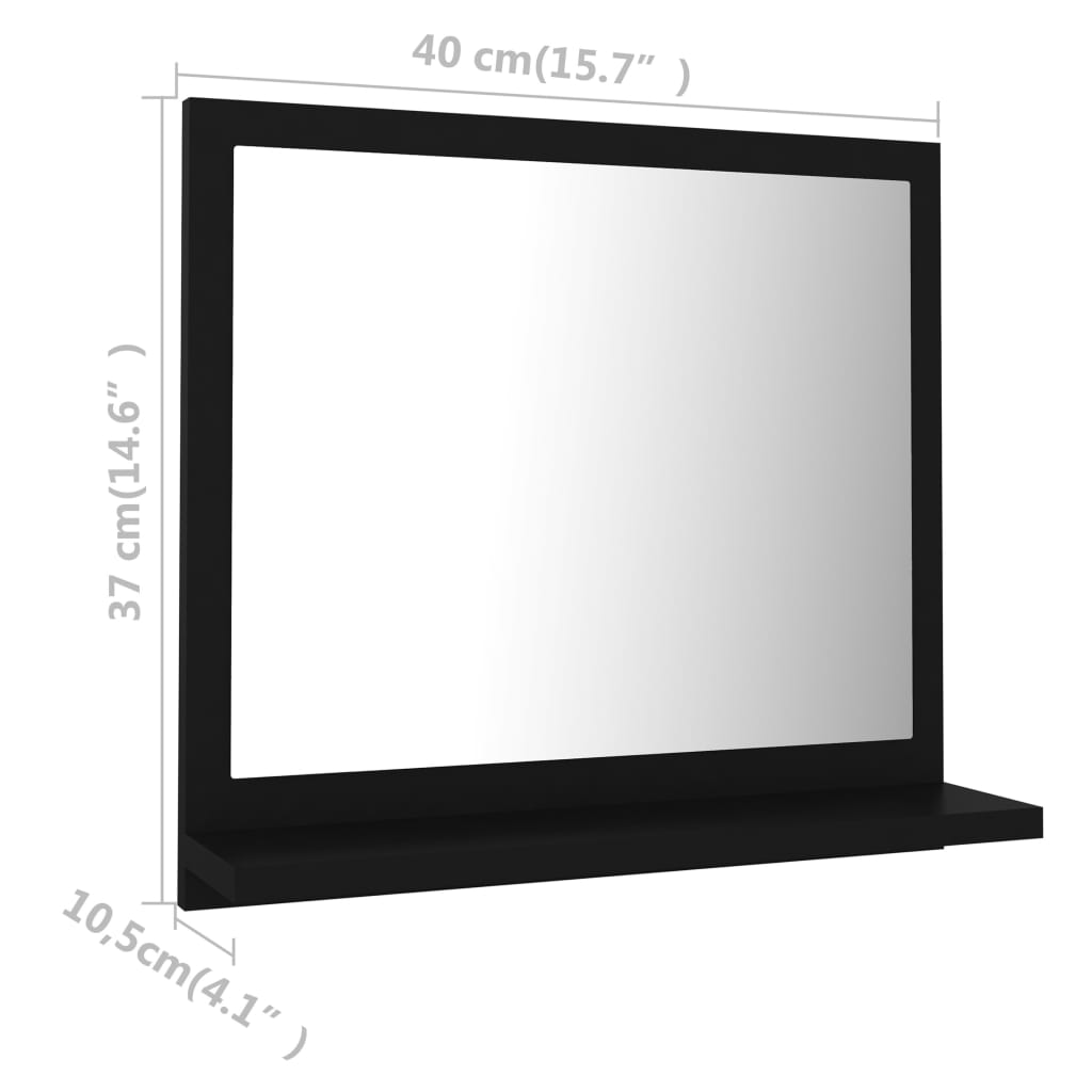 vidaXL fekete forgácslap fürdőszobai tükör 40 x 10,5 x 37 cm