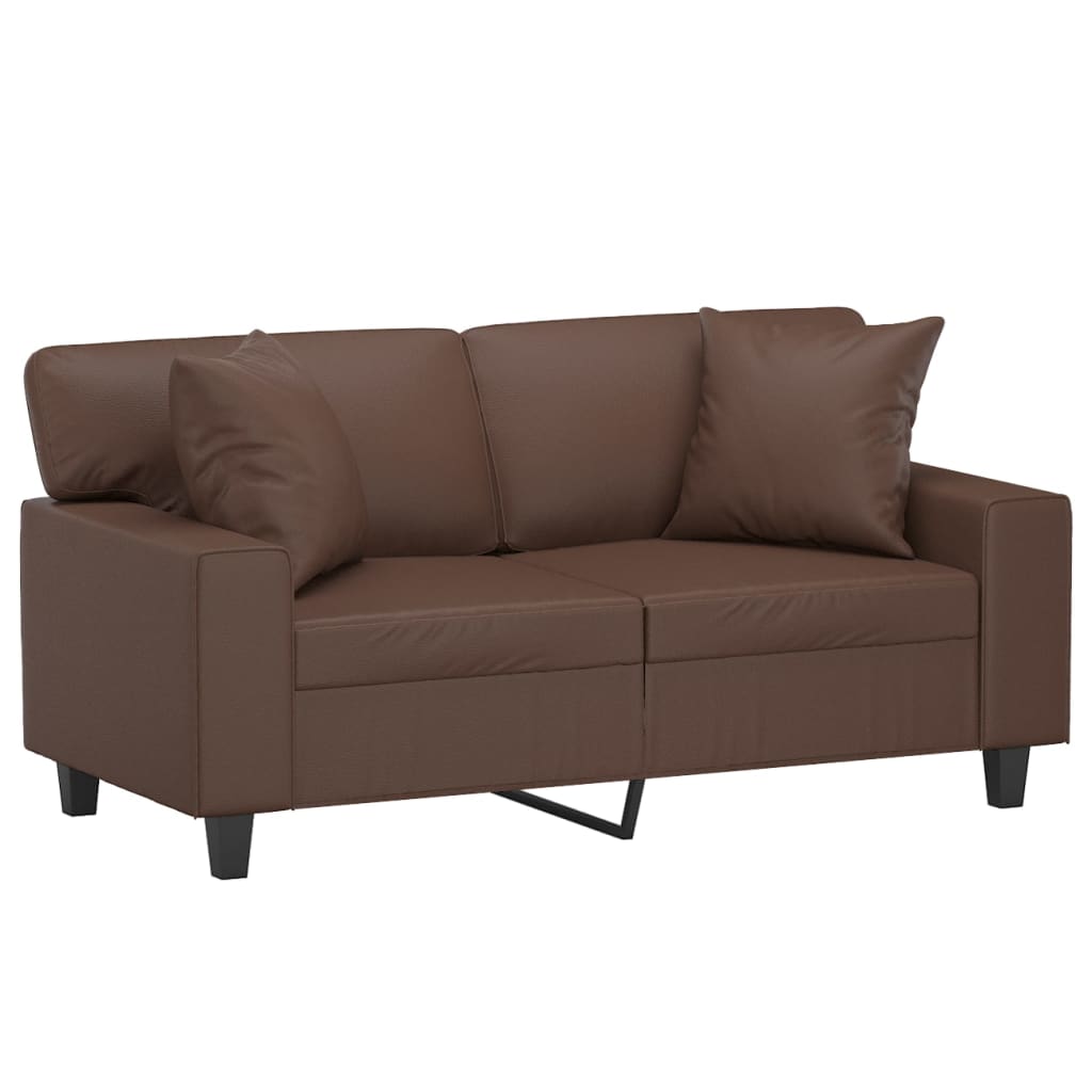 vidaXL 2 személyes barna műbőr kanapé párnákkal 120 cm