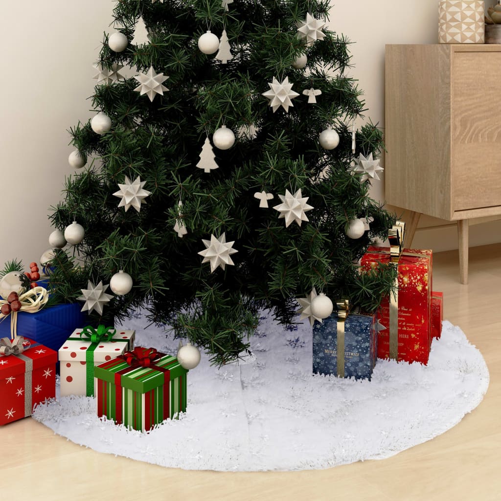 vidaXL fényűző fehér műszőrme karácsonyfatalp-takaró 90 cm