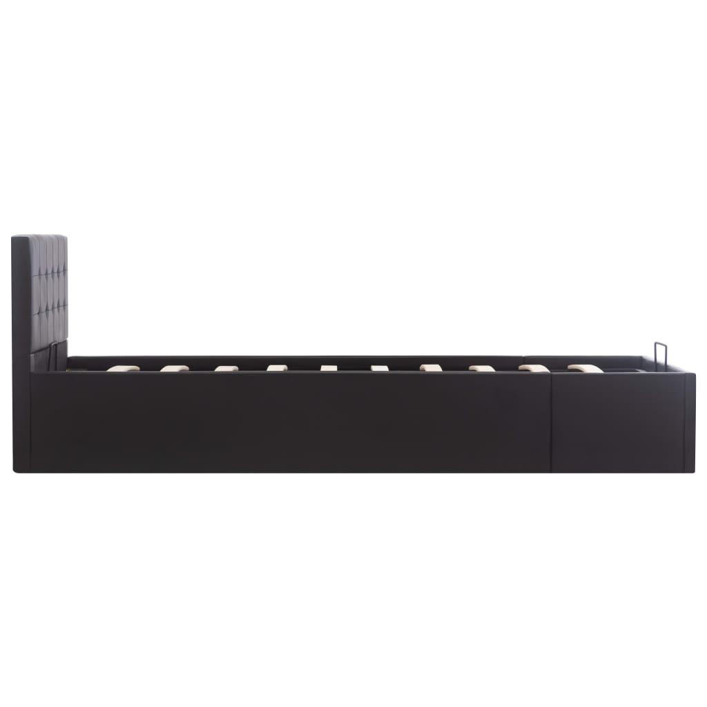 vidaXL fekete műbőr ágykeret hidraulikus ágyneműtartóval 90 x 200 cm