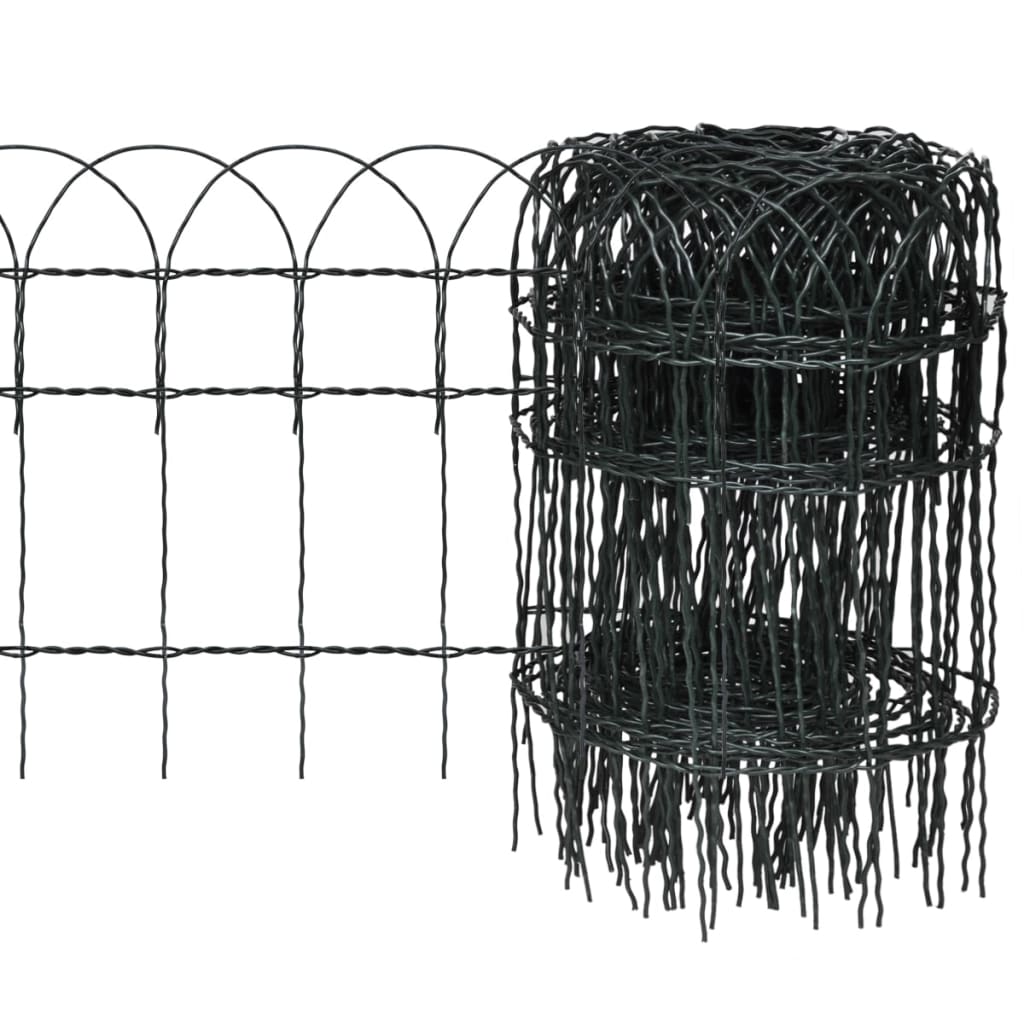vidaXL kerti porszórt bevonatú vas szegélyező kerítés 25 x 0,4 m