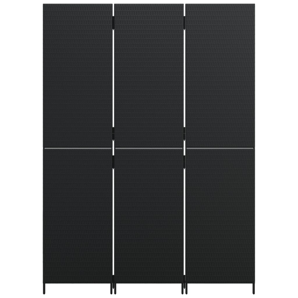 vidaXL fekete 3-paneles polyrattan térelválasztó