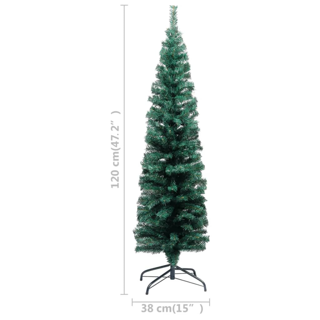 vidaXL zöld PVC megvilágított vékony műkarácsonyfa állvánnyal 120 cm