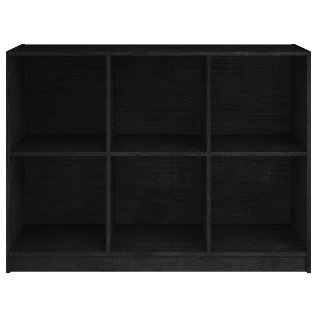 vidaXL fekete tömör fenyőfa könyvszekrény 104 x 33 x 76 cm