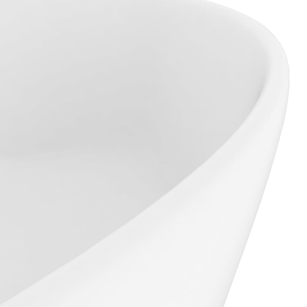 vidaXL matt fehér luxus kerámia mosdókagyló túlfolyóval 36 x 13 cm