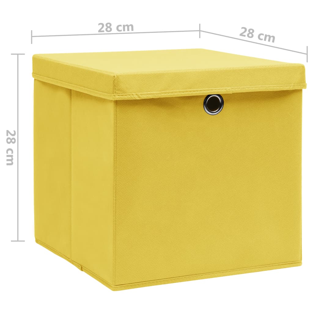 vidaXL 10 db sárga fedeles tárolódoboz 28 x 28 x 28 cm