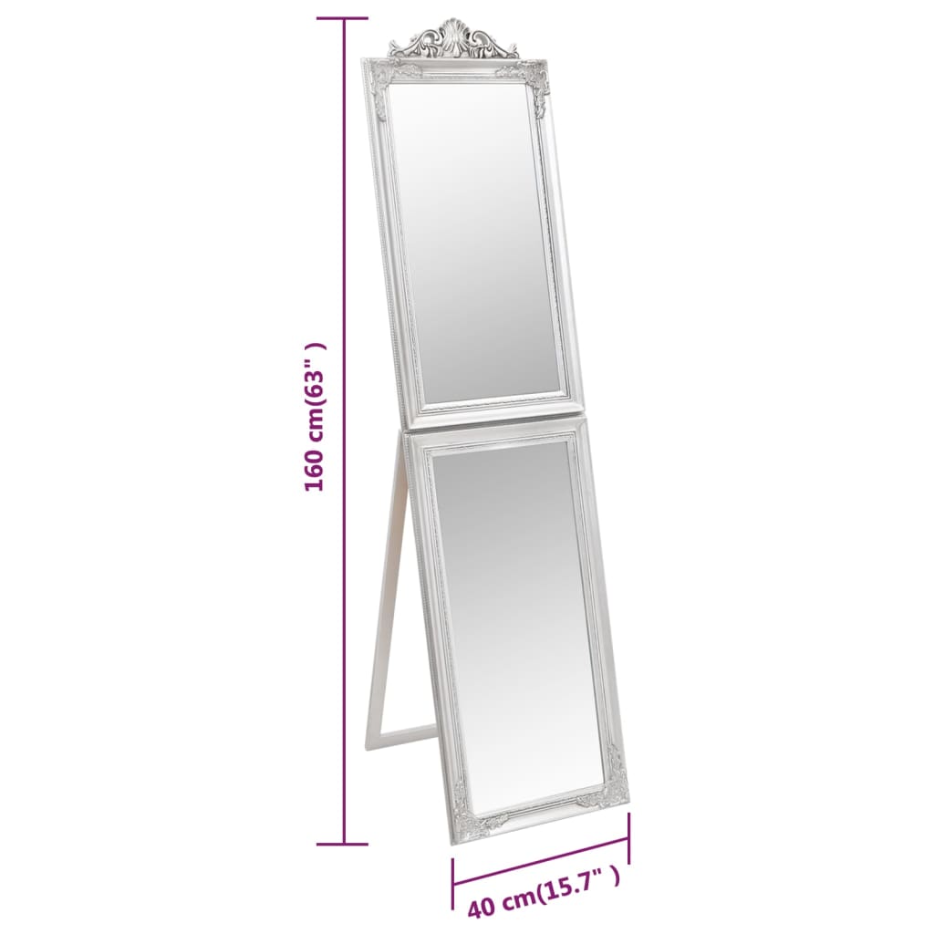 vidaXL ezüstszínű szabadon álló tükör 40 x 160 cm