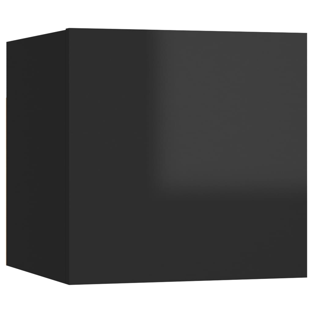 vidaXL 8 db magasfényű fekete fali TV-szekrény 30,5 x 30 x 30 cm