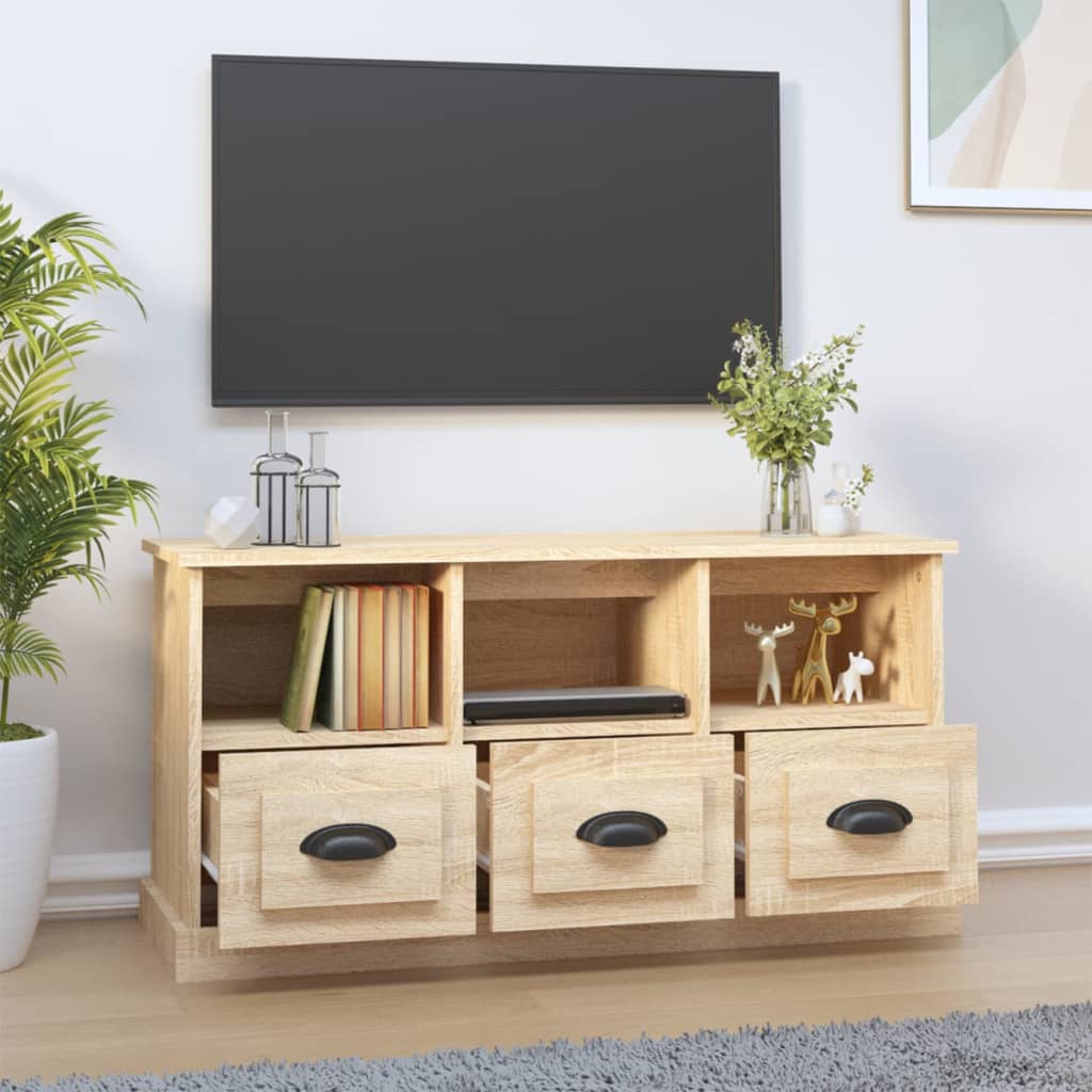 vidaXL sonoma-tölgyszínű szerelt fa TV-szekrény 100x35x50 cm