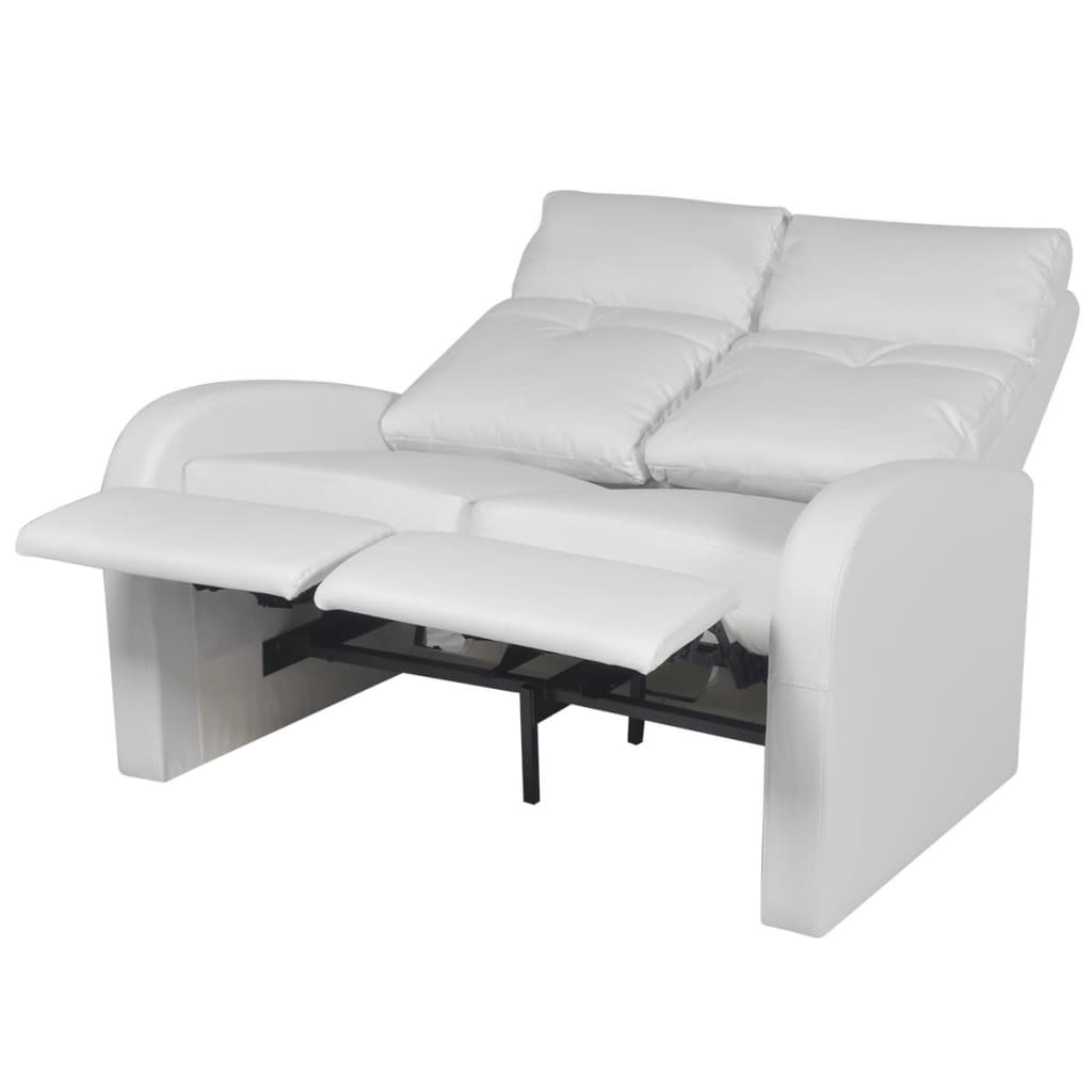 vidaXL 2 személyes fehér, dönthető támlájú, műbőr fotel