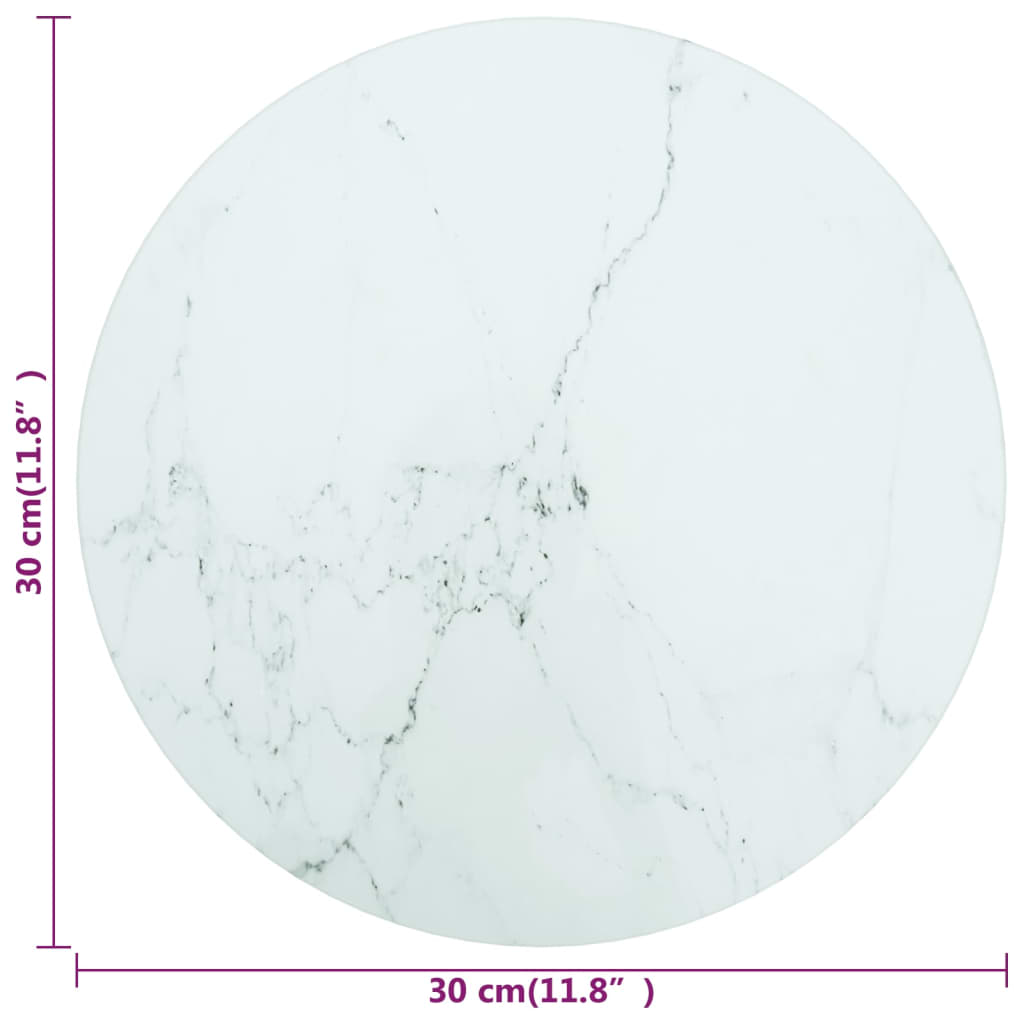 vidaXL fehér edzett üveg asztallap márványdizájnnal Ø30 x 0,8 cm