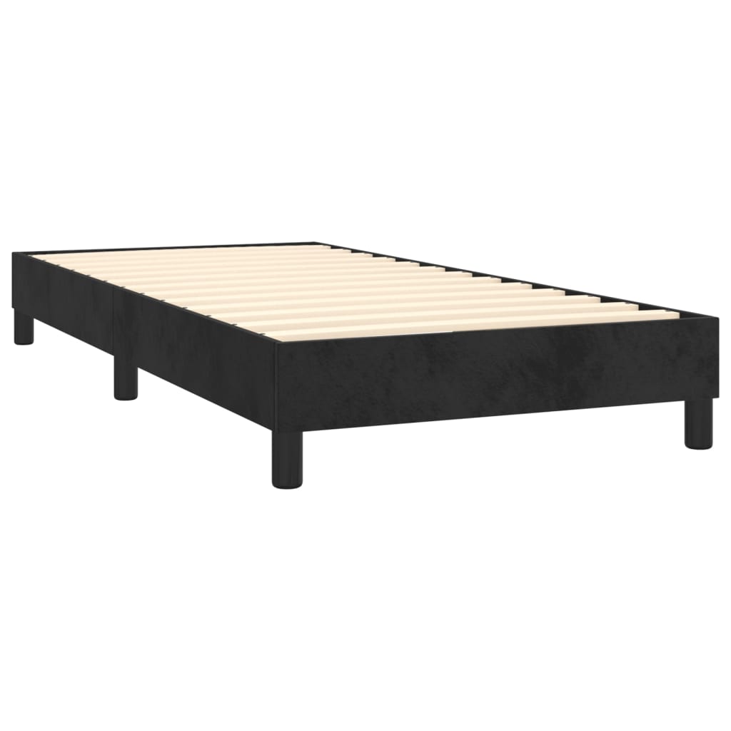 vidaXL fekete bársony rugós ágy matraccal 80 x 200 cm