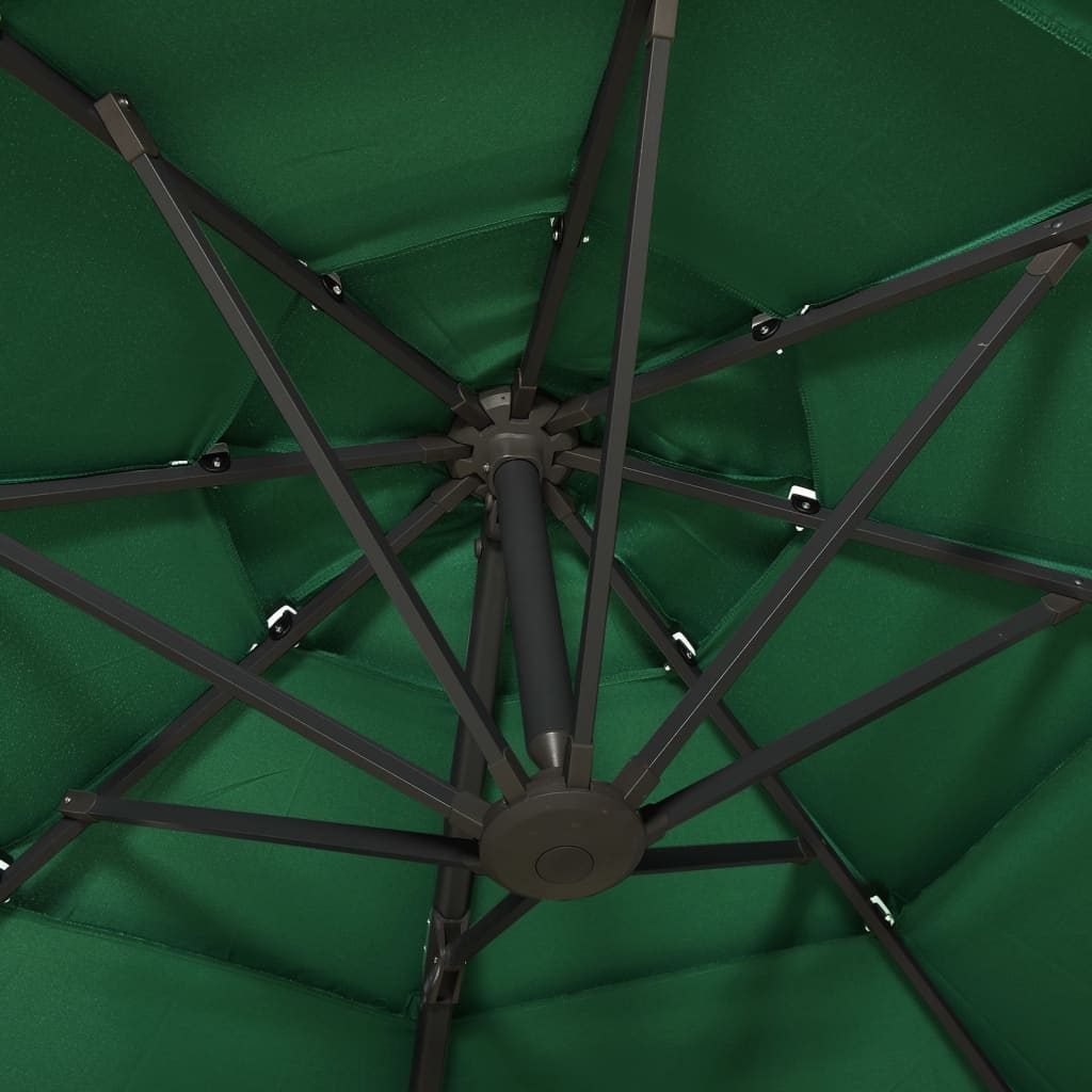 vidaXL 4 szintes zöld napernyő alumíniumrúddal 3 x 3 m