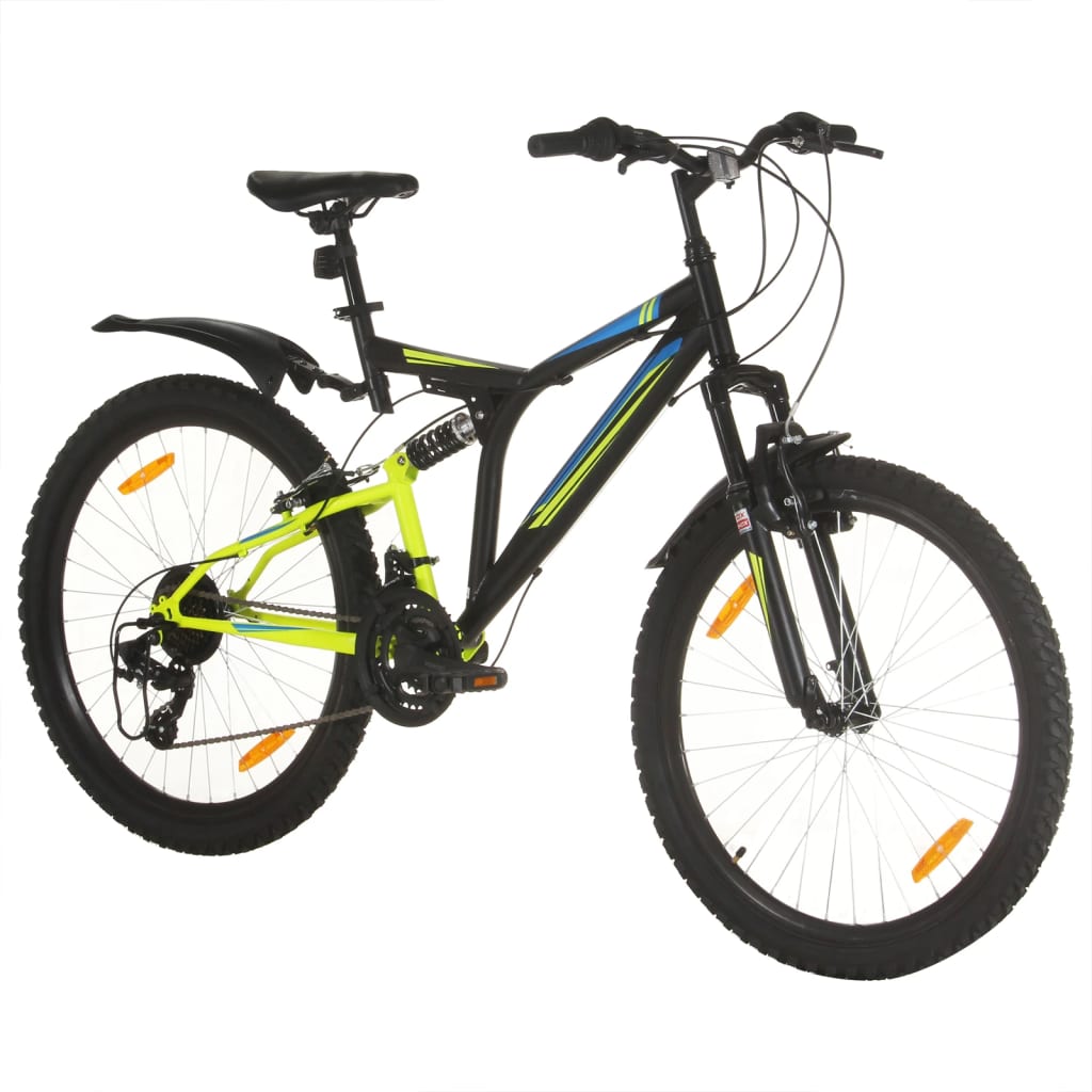 vidaXL 21 sebességes fekete mountain bike 26 hüvelykes kerékkel 49 cm