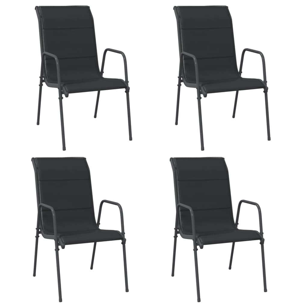 vidaXL 4 db fekete acél és textilén kerti szék