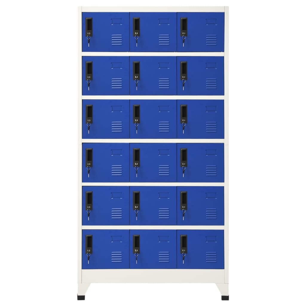 vidaXL szürke-kék acél zárható szekrény 90 x 40 x 180 cm