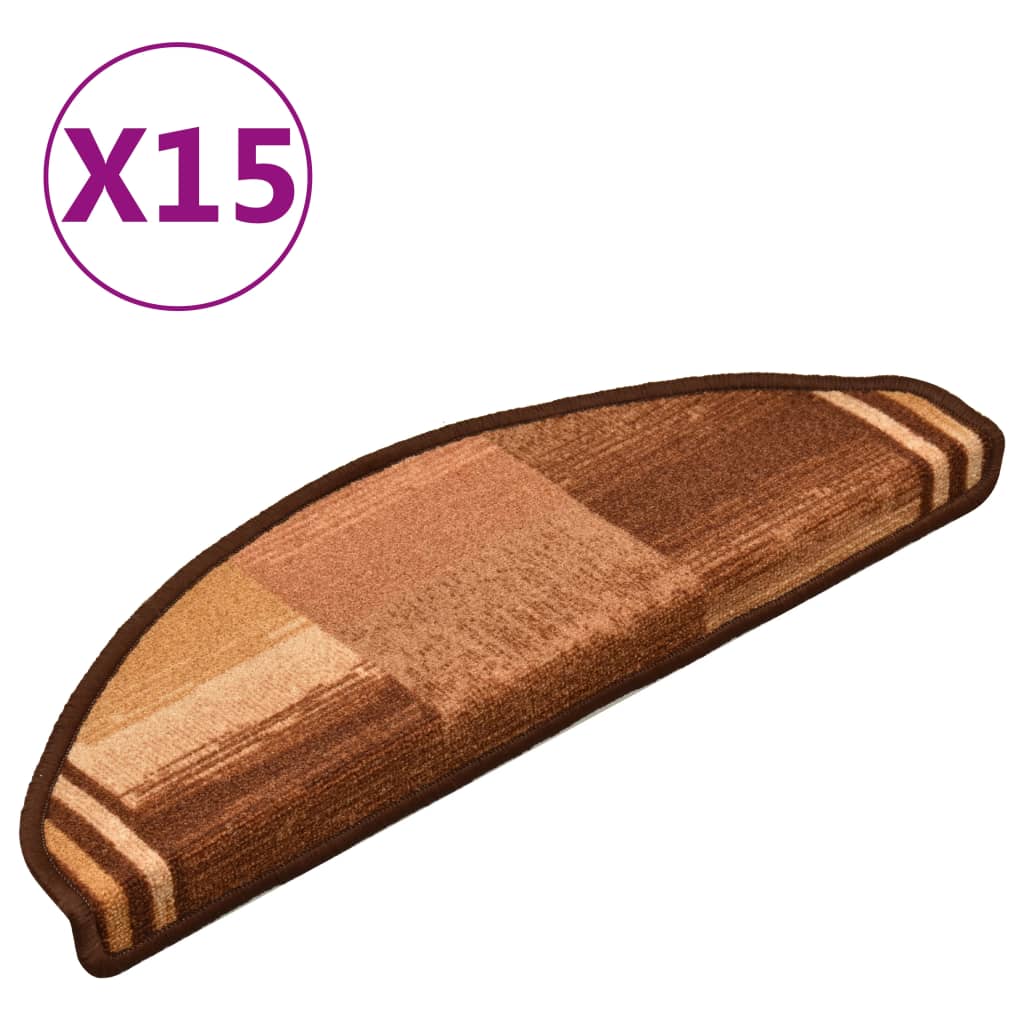 vidaXL 15 db barna öntapadó lépcsőszőnyeg 65 x 21 x 4 cm