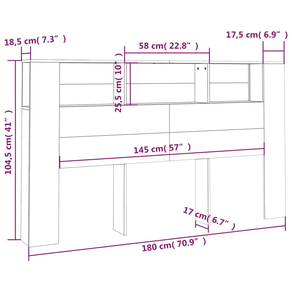 vidaXL betonszürke áthidaló szekrény 180x18,5x104,5 cm