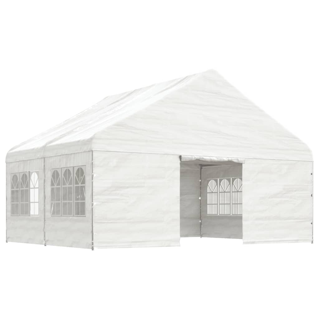 vidaXL fehér polietilén pavilon tetővel 4,46 x 5,88 x 3,75 m
