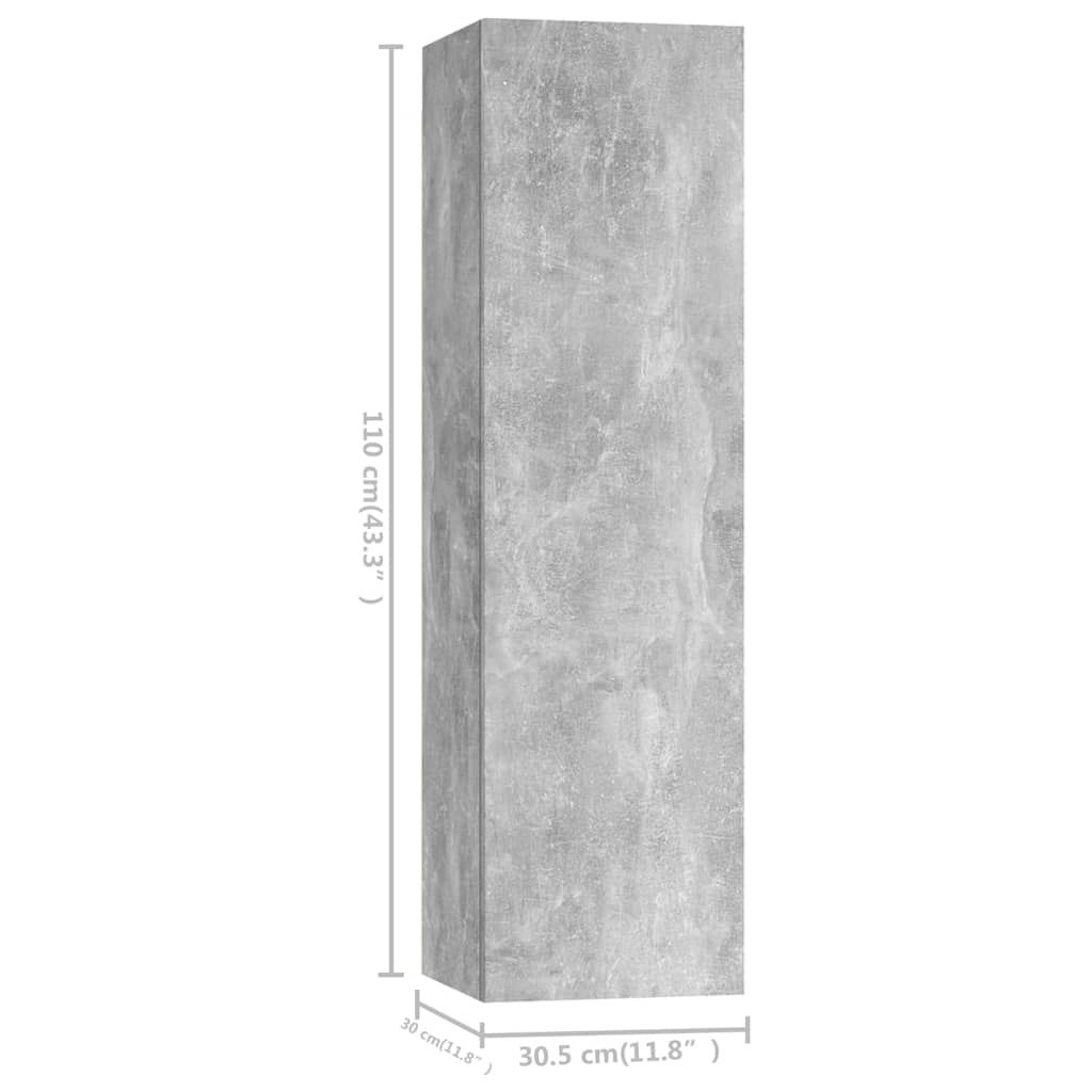 vidaXL 5 részes betonszürke forgácslap TV-szekrényszett