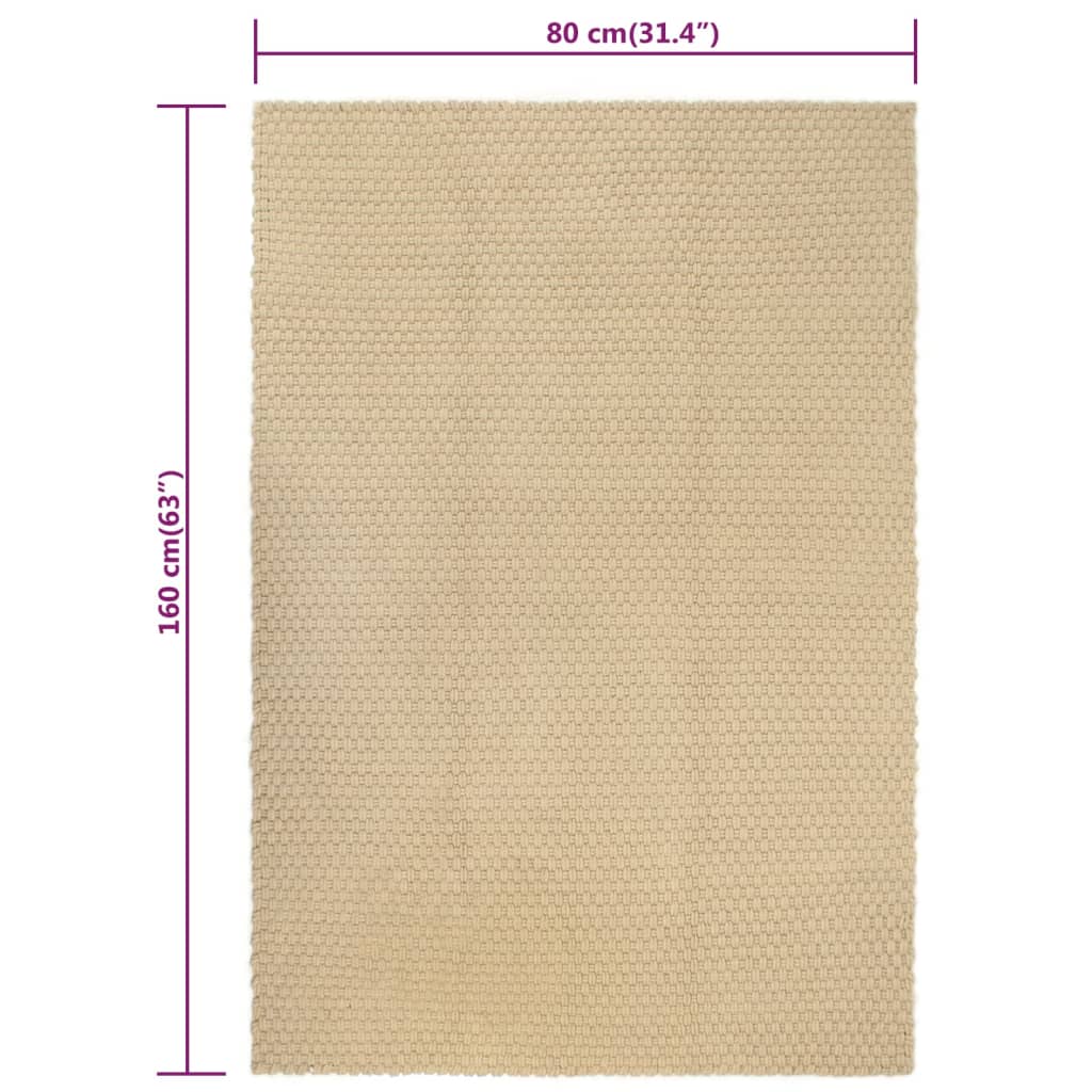 vidaXL négyszögletes természetes pamut szőnyeg 80x160 cm