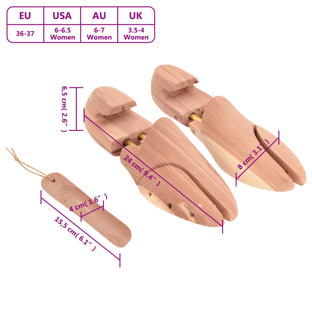 vidaXL tömör cédrusfa cipőtágító cipőkanállal EU 36-37