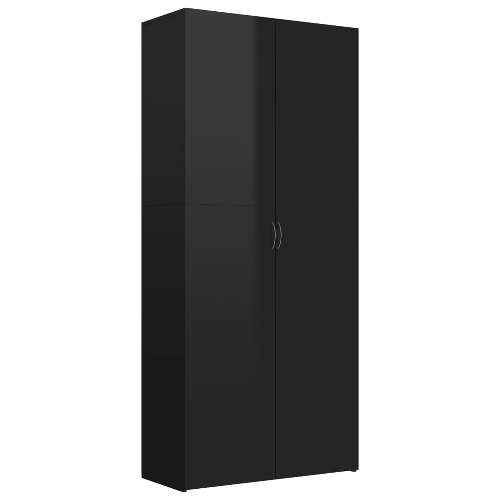 vidaXL magasfényű fekete szerelt fa cipőszekrény 80 x 35,5 x 180 cm