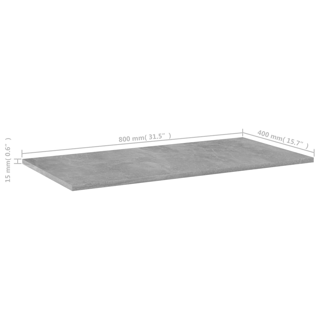 vidaXL 4 db betonszürke forgácslap könyvespolc lap 80 x 40 x 1,5 cm
