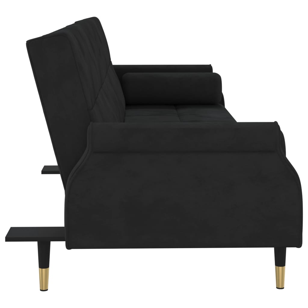 vidaXL fekete bársony kanapéágy párnákkal