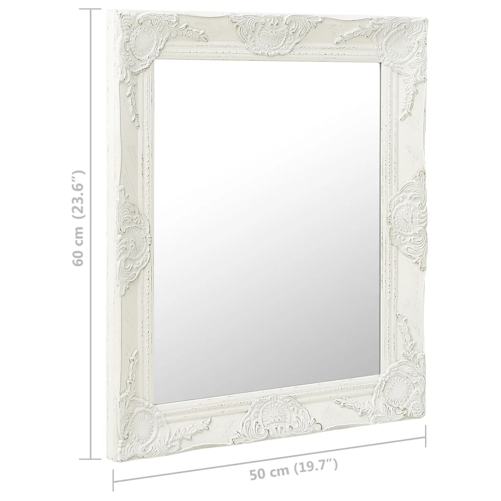 vidaXL fehér barokk stílusú fali tükör 50 x 60 cm