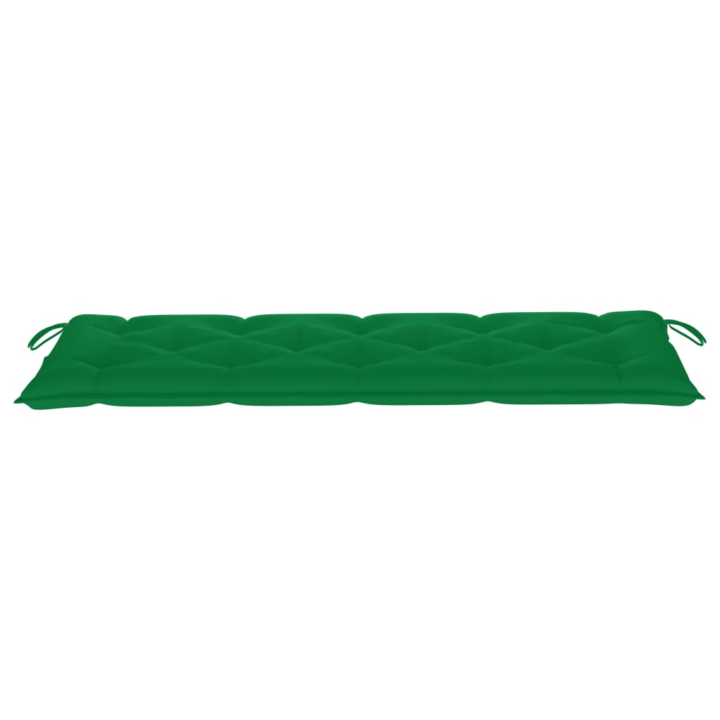 vidaXL tömör tíkfa kerti pad zöld párnával 150 cm