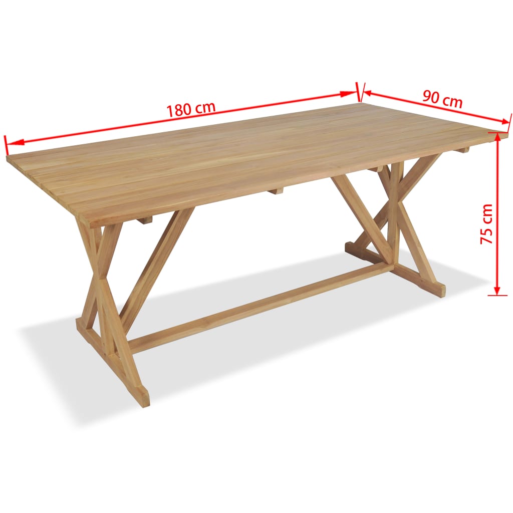 vidaXL tömör tíkfa étkezőasztal 180 x 90 x 75 cm
