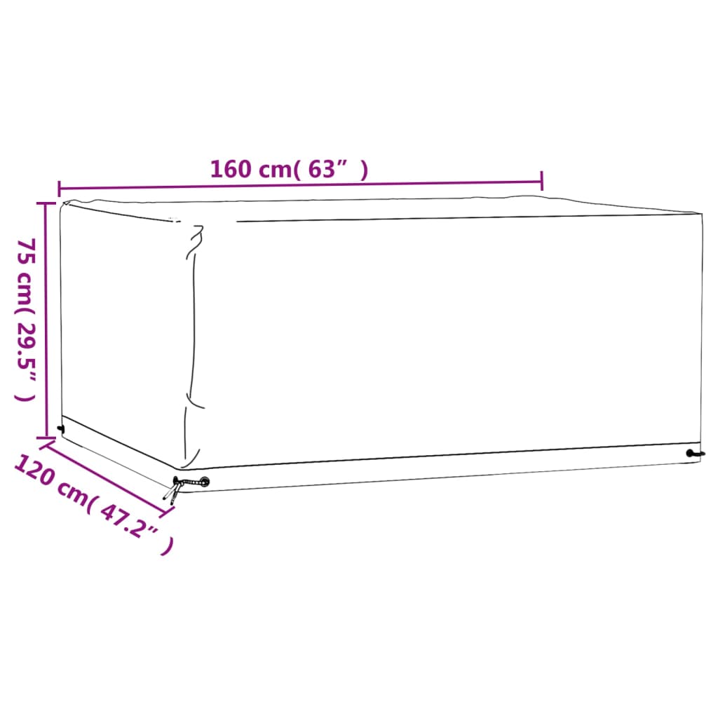 vidaXL 2 db téglalap alakú kerti bútorhuzat 8 fűzőlyukkal 160x120x75cm